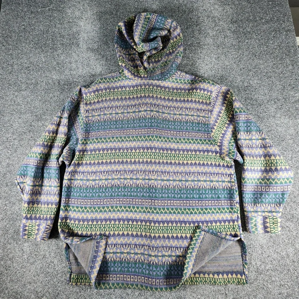 VTG Aztec Western Coat Sweater‎ Cardigan Jacket Men's M Button Up Hooded